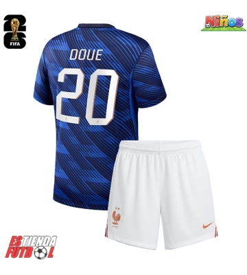 Francia Desire Doue #20 Primera Equipación Niños Mundial 2026 Manga Corta (+ Pantalones cortos)